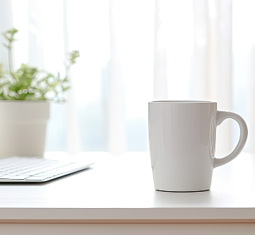 Coffee cup on desk