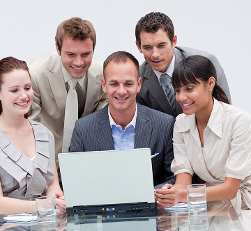 Business team with l
                                    aptop